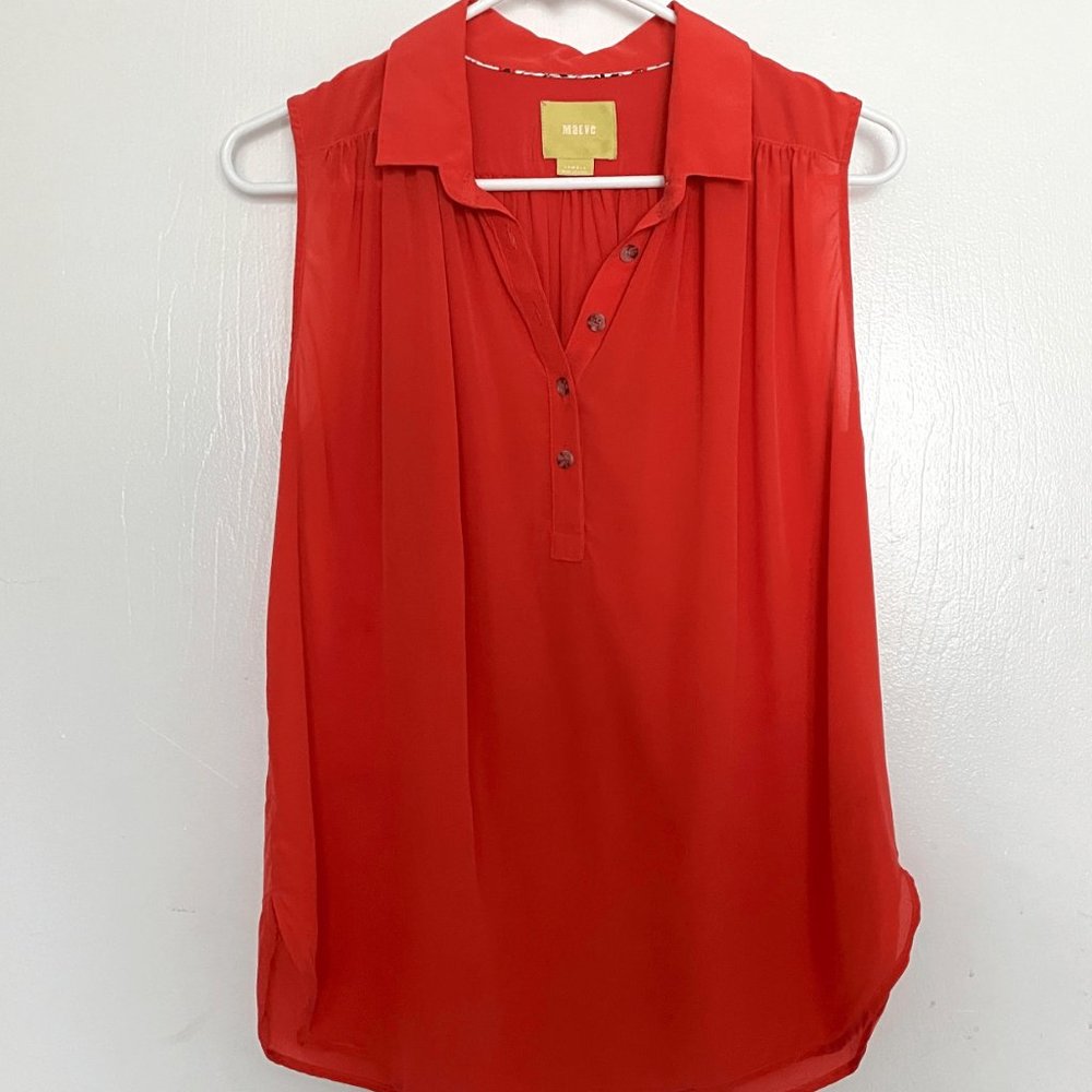 (BOGO) MAEVE (Anthropologie) Red 100% Silk Blouse